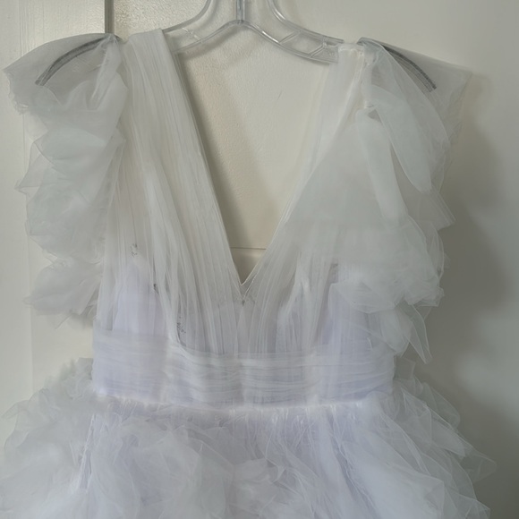 NWT Mac Duggal Tulle Flutter Ruffled V-Neck Tiered Mini Dress Size 4 - Picture 5 of 12